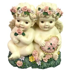 Vintage Cherub Angels Musical Figurine "Make Someone Happy" Tune Decor Works